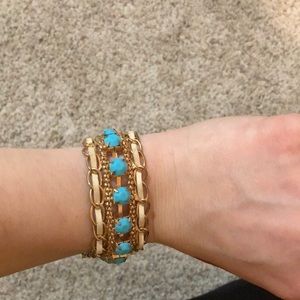 Gold tone turquoise bracelet (with extender)